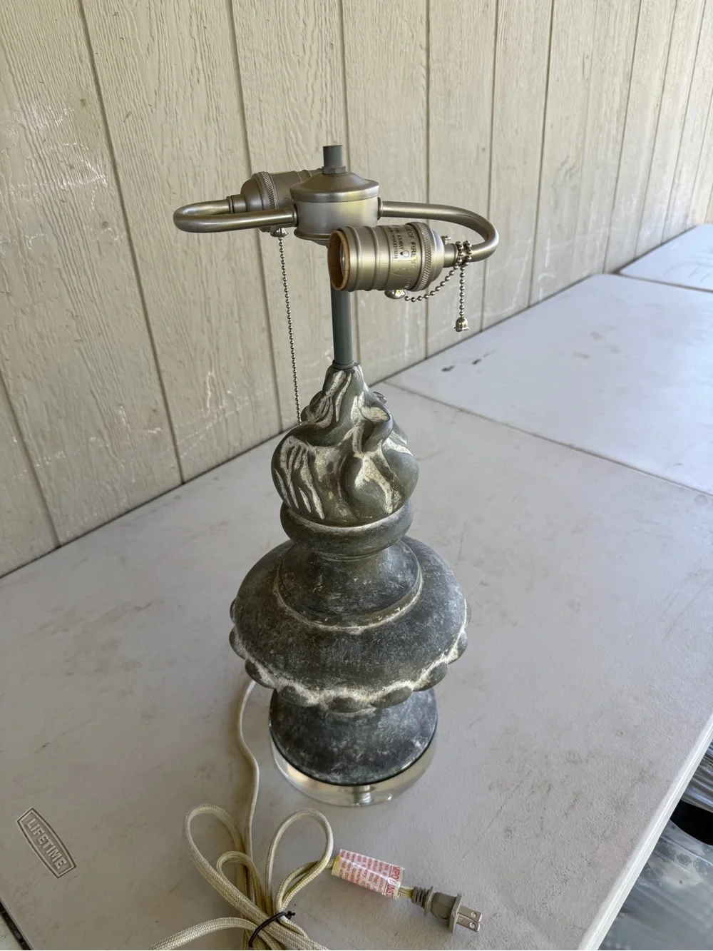 Ornate Distressed Table Lamp Base in Black and White